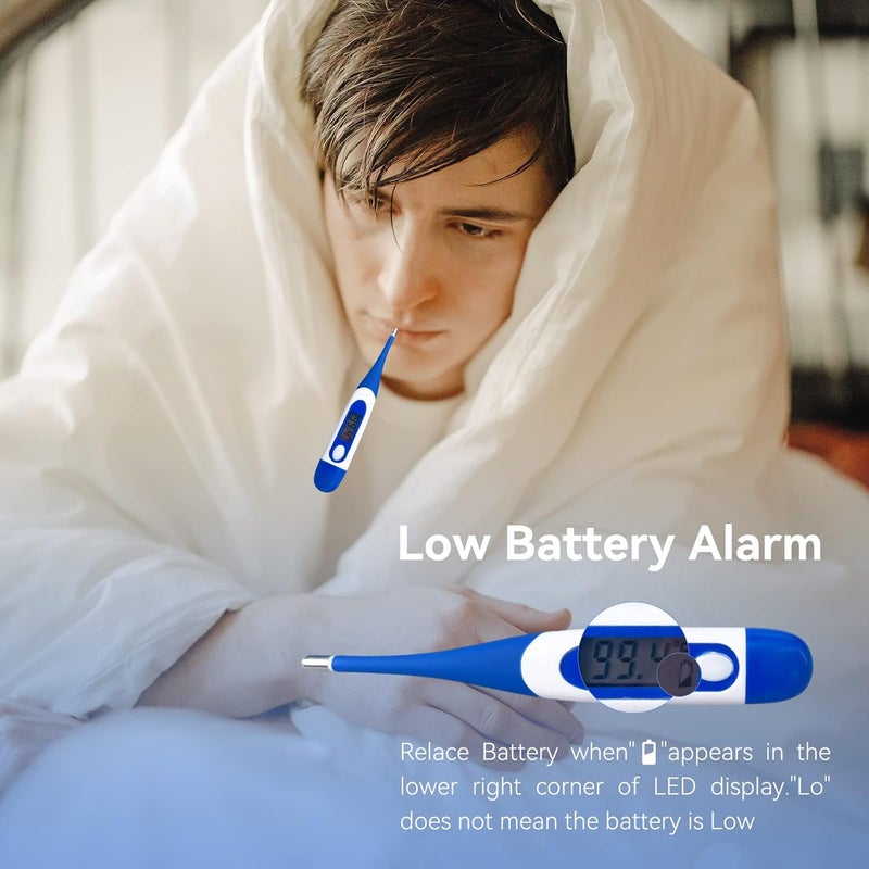 Berrcom Digital Thermometer for Adults, Oral and Underarm Thermometer for Baby and Kids Medical Thermometer with Fever Alarm Rectal Thermometer with Soft Tips - Image 3