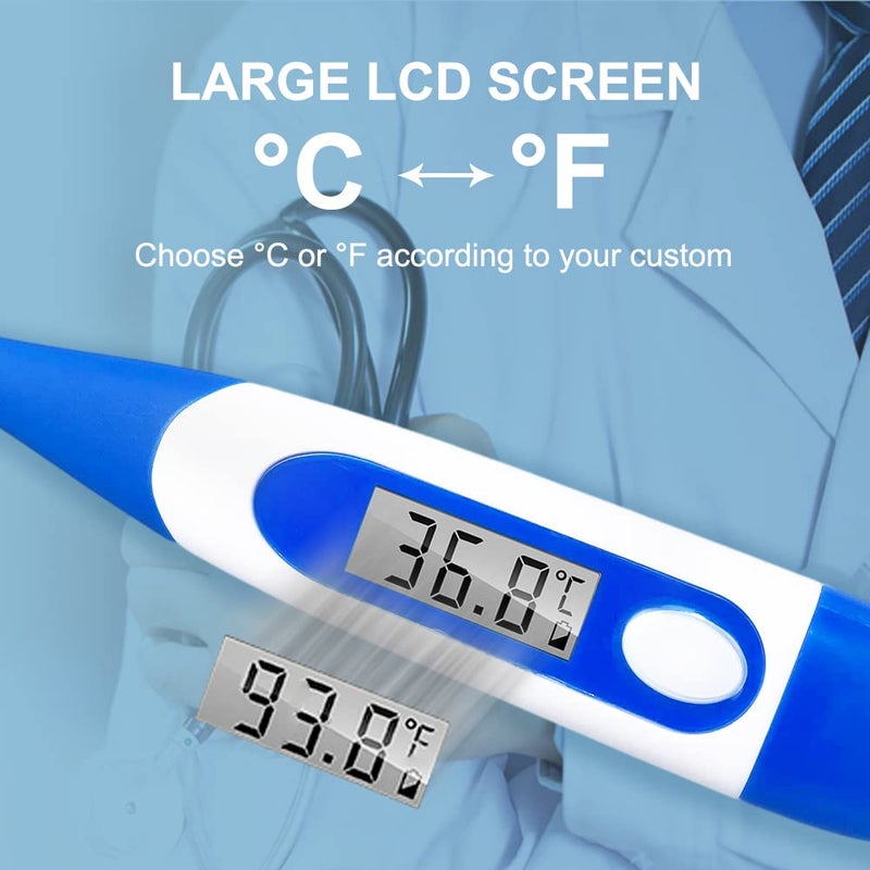 Berrcom Digital Thermometer for Adults, Oral and Underarm Thermometer for Baby and Kids Medical Thermometer with Fever Alarm Rectal Thermometer with Soft Tips - Image 4