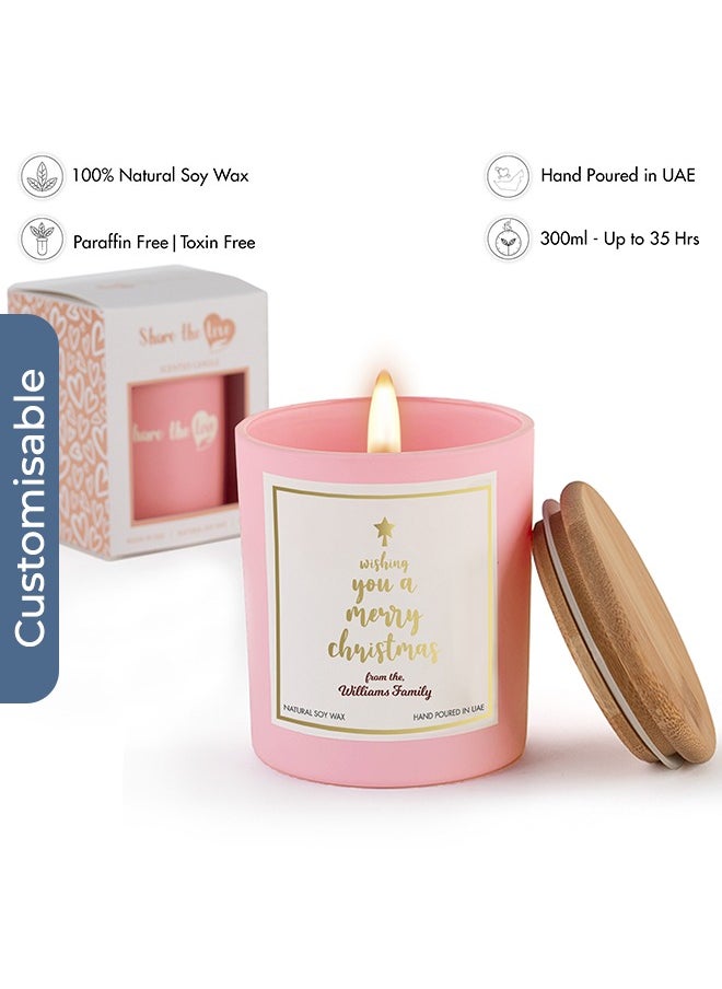 Share the Love Personalised Merry Christmas Soy Scented Candle - 35 Hour Burn, Gift for Festive Season  - Image 3