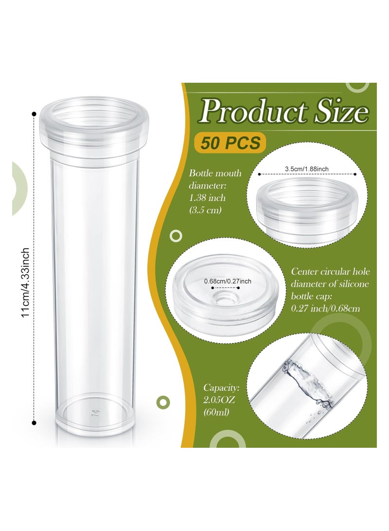 SOLARAE 50 Pcs 60ml Clear Plastic Floral Water Tubes for Flower Arrangements, Ideal for Milkweed Cuttings and Butterfly Habitats, Durable and Convenient Flower Watering Solution. - Image 5