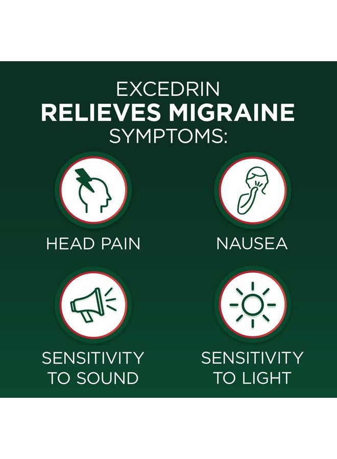 GlaxoSmithKline Excedrin Migraine Relief Caplets for Migraine Symptoms, Acetaminophen 250mg, Aspirin 250mg, Caffeine 65mg, Pain Reliever, 100 Count - Image 3