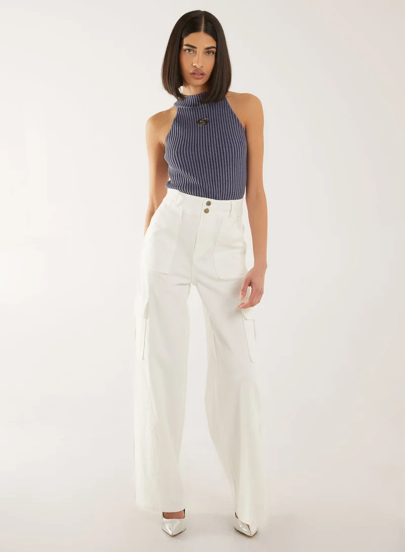 Pink Vanilla  High Neck Logo Detail Racer Top for Women | Best Price UAE