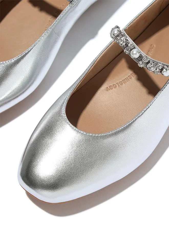 فيت فلوب DELICATO PEARLS-AND-CRYSTAL LEATHER BALLET FLATS