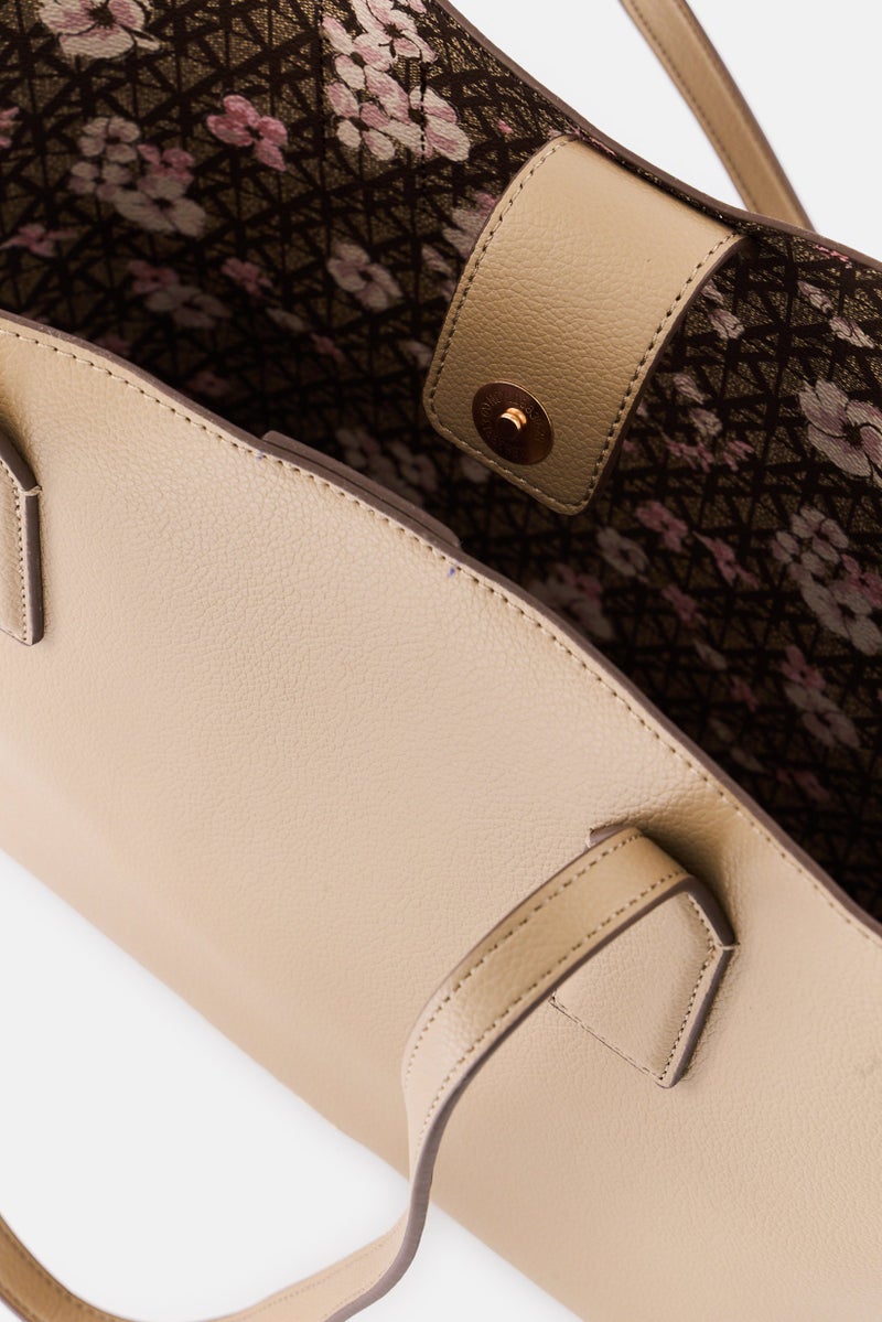 ANNE KLEIN Women Plain Tote Bag With Pouch, Tan - Image 3