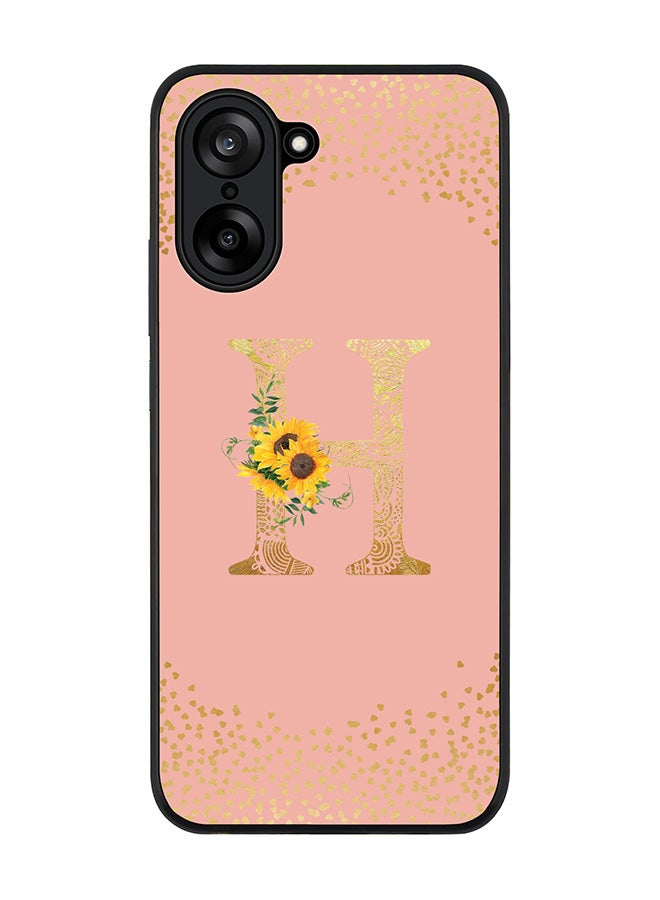 Stylizedd For OnePlus Nord CE5 / Ace 5 Racing Case,Slim fit Camera Protection, Shockproof Thin Phone cover  - Custom Floral Monogram - H  (Rose Pink )