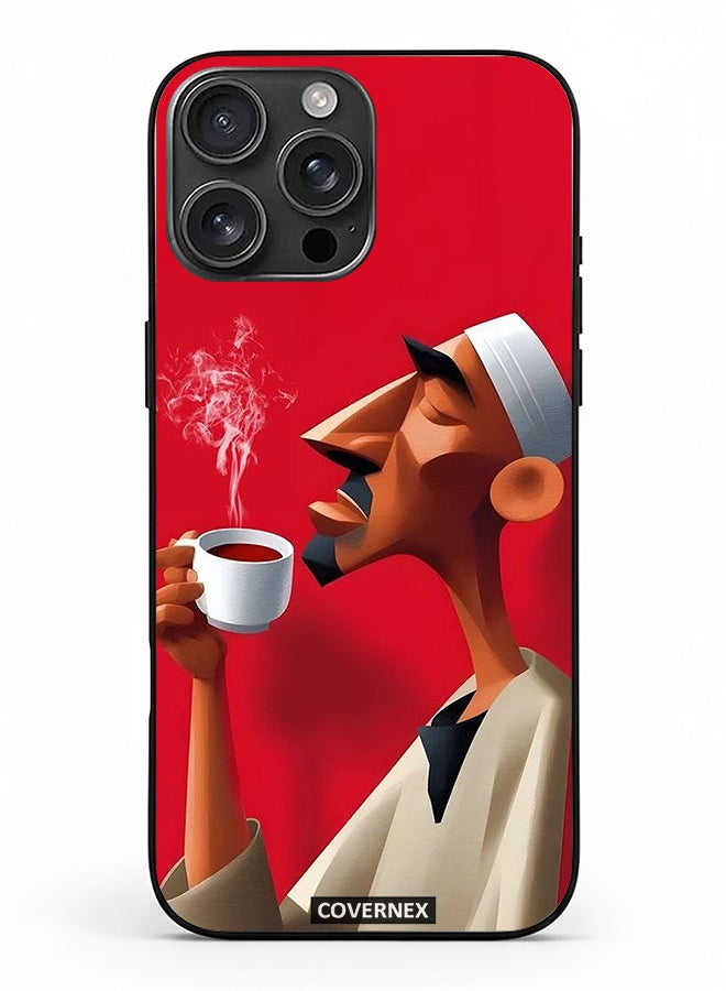 Covernex Apple iPhone 16 Pro Max Protective Case Cover Printed Featuring Abstract Artistic Man Savouring Morning Coffee - Image 2