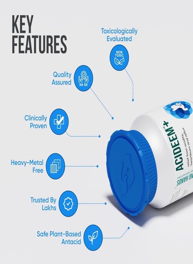Healing Hands Acideem Plus Tablet for Relief in Chronic Acidity, Reflux and Abdominal Pain, Clinically Proven Plant Based Natural Solution, Herbal - 60 Tablets - Image 5