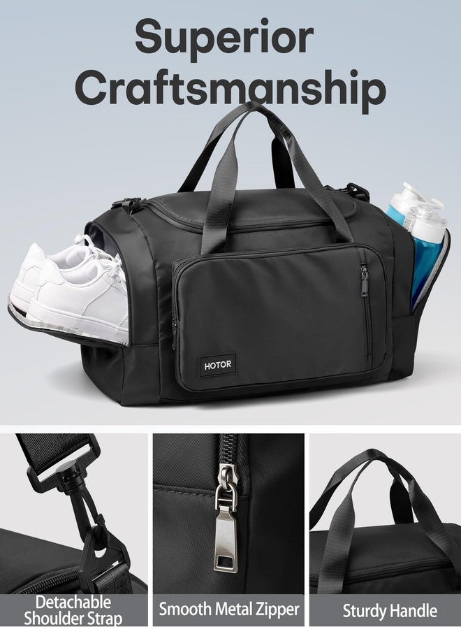 HOTOR Gym Bags for Men & Women - Spacious Duffle Bag with Shoe Compartment & Wet Pocket, Carry On Weekender Bag Portable Sports Duffel Bag for Workout, Fitness, Travel, Black, 20.5" x 11.0" x 10.6" - Image 5
