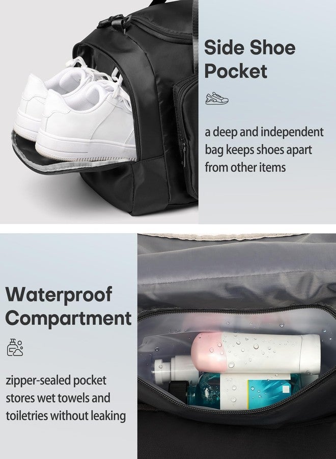 HOTOR Gym Bags for Men & Women - Spacious Duffle Bag with Shoe Compartment & Wet Pocket, Carry On Weekender Bag Portable Sports Duffel Bag for Workout, Fitness, Travel, Black, 20.5" x 11.0" x 10.6" - Image 4