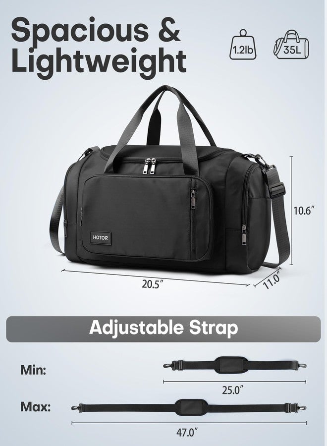 HOTOR Gym Bags for Men & Women - Spacious Duffle Bag with Shoe Compartment & Wet Pocket, Carry On Weekender Bag Portable Sports Duffel Bag for Workout, Fitness, Travel, Black, 20.5" x 11.0" x 10.6" - Image 3