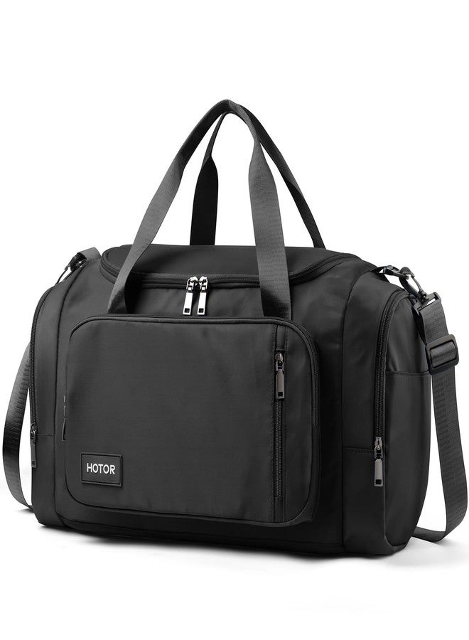 HOTOR Gym Bags for Men & Women - Spacious Duffle Bag with Shoe Compartment & Wet Pocket, Carry On Weekender Bag Portable Sports Duffel Bag for Workout, Fitness, Travel, Black, 20.5" x 11.0" x 10.6" - Image 1