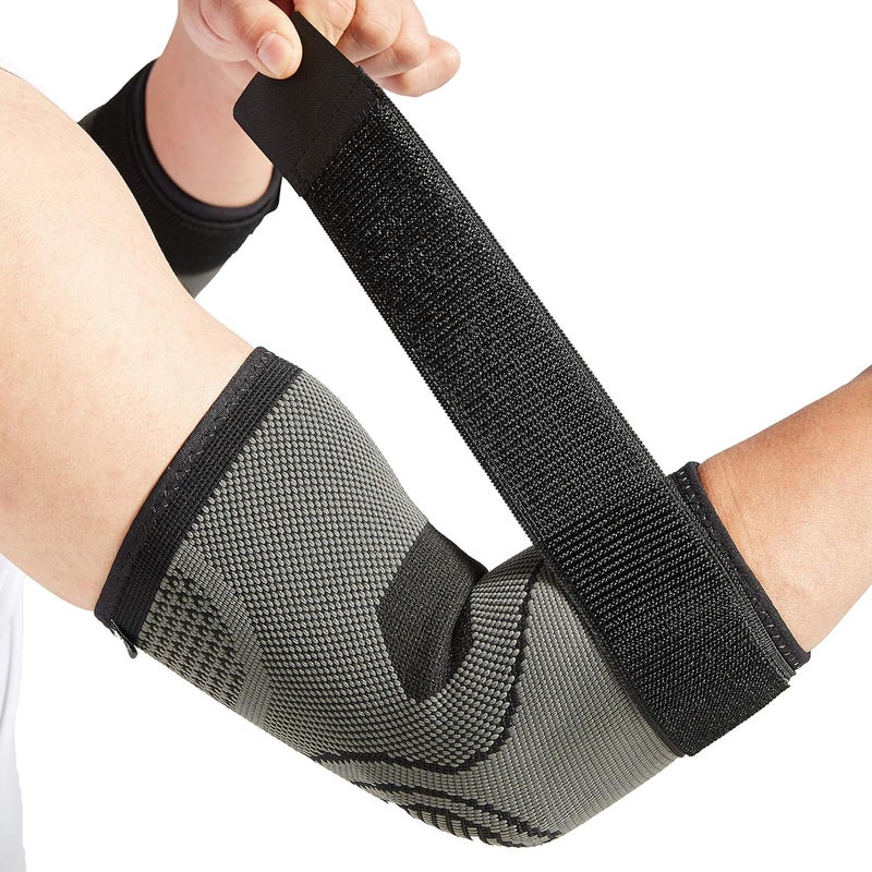 Bodyprox Elbow Brace with Strap for Tendonitis 2 Pack Tennis Elbow Compression Sleeves Golf Elbow Treatment Large - Image 1