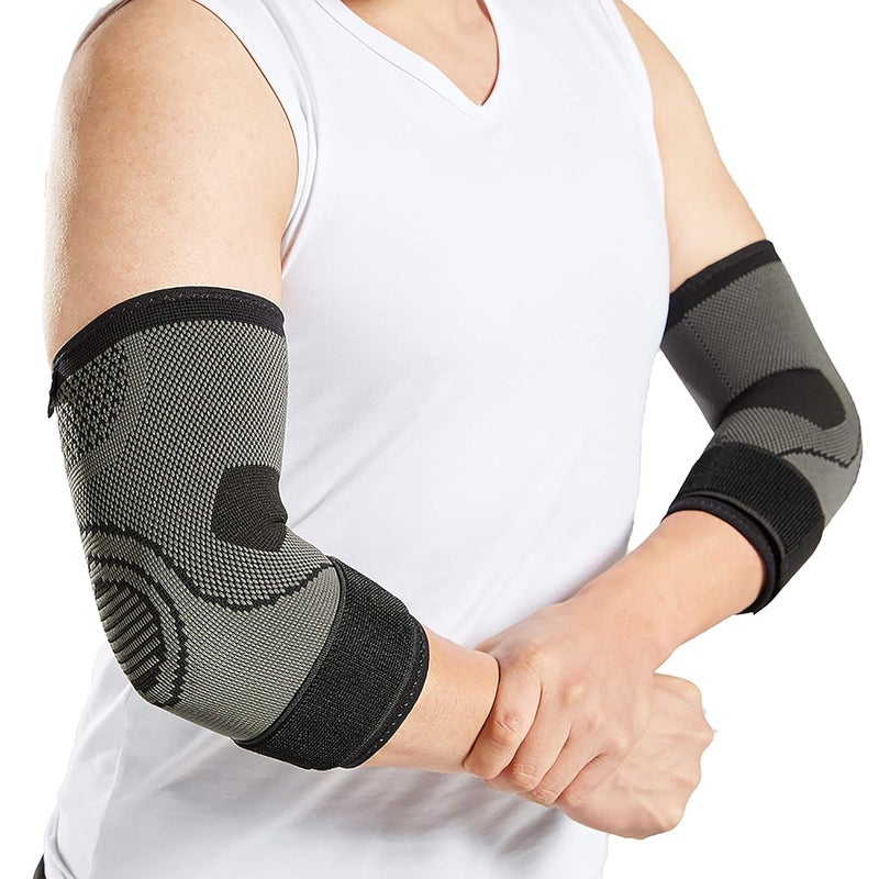 Bodyprox Elbow Brace with Strap for Tendonitis 2 Pack Tennis Elbow Compression Sleeves Golf Elbow Treatment Large - Image 3