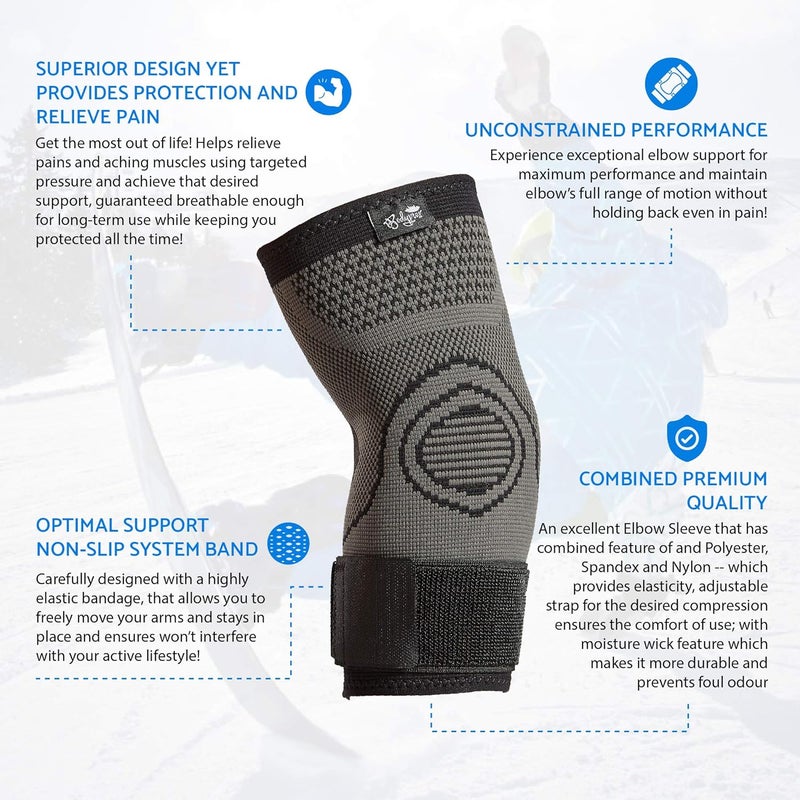 Bodyprox Elbow Brace with Strap for Tendonitis 2 Pack Tennis Elbow Compression Sleeves Golf Elbow Treatment Large - Image 5