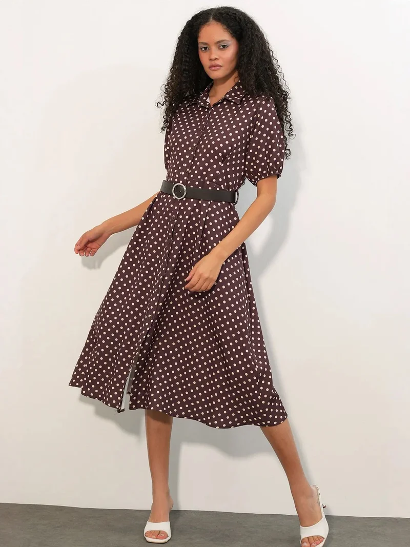 بيغ دارت BDART Polka Dot Belted Midi Shirt Dress