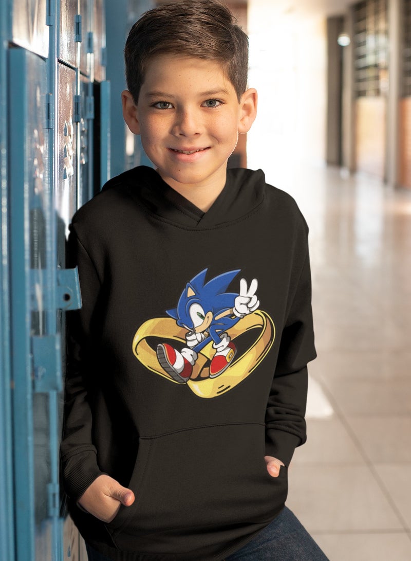 ZOOM هودي أسود سونيك القنفذ