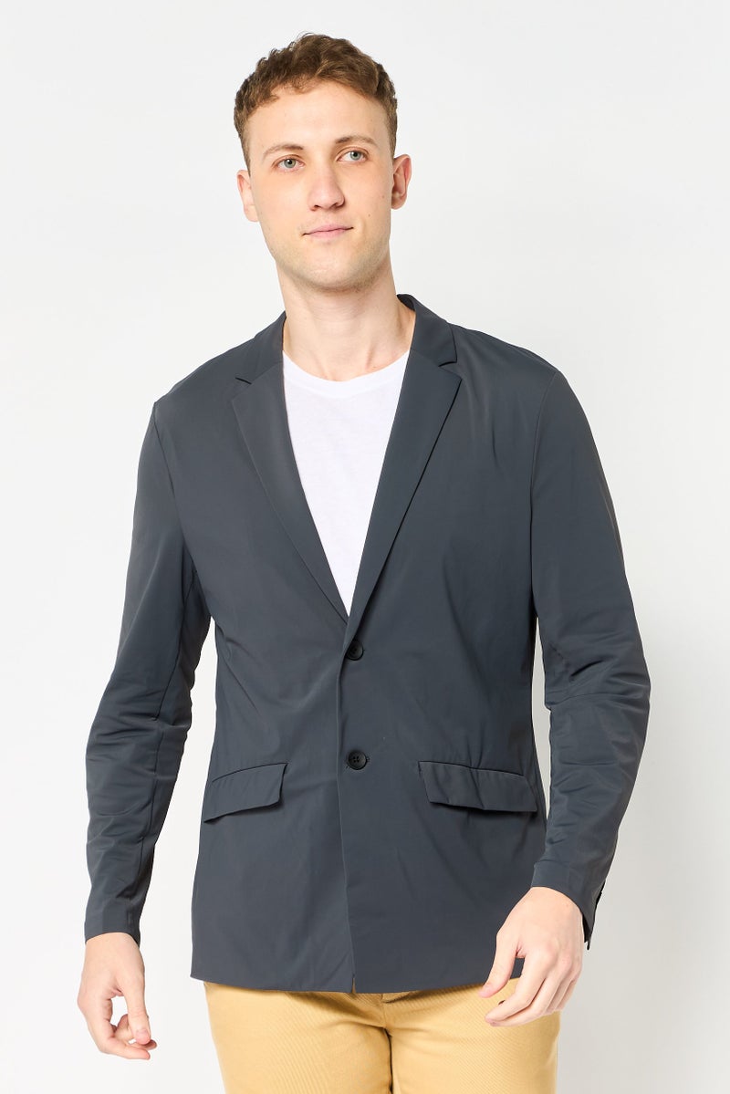 SELECTED Men Regular Fit Solid Casual Blazer, Dark Grey - Image 1