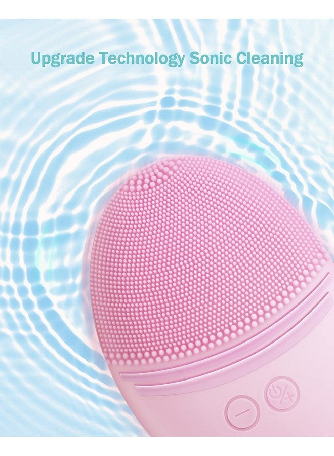 EZBASICS Sonic Facial Cleansing Brush Made With Ultra Hygienic Soft Silicone Waterproof Sonic Vibrating Face Brush For Deep Cleansing Gentle Exfoliating And Massaging Inductive Charging Pink - Image 2
