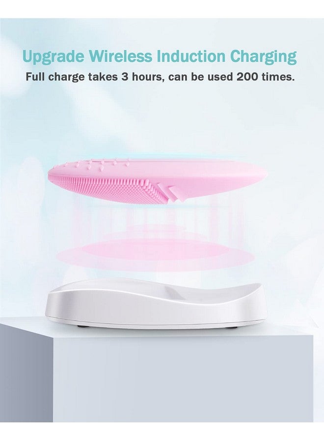EZBASICS Sonic Facial Cleansing Brush Made With Ultra Hygienic Soft Silicone Waterproof Sonic Vibrating Face Brush For Deep Cleansing Gentle Exfoliating And Massaging Inductive Charging Pink - Image 4