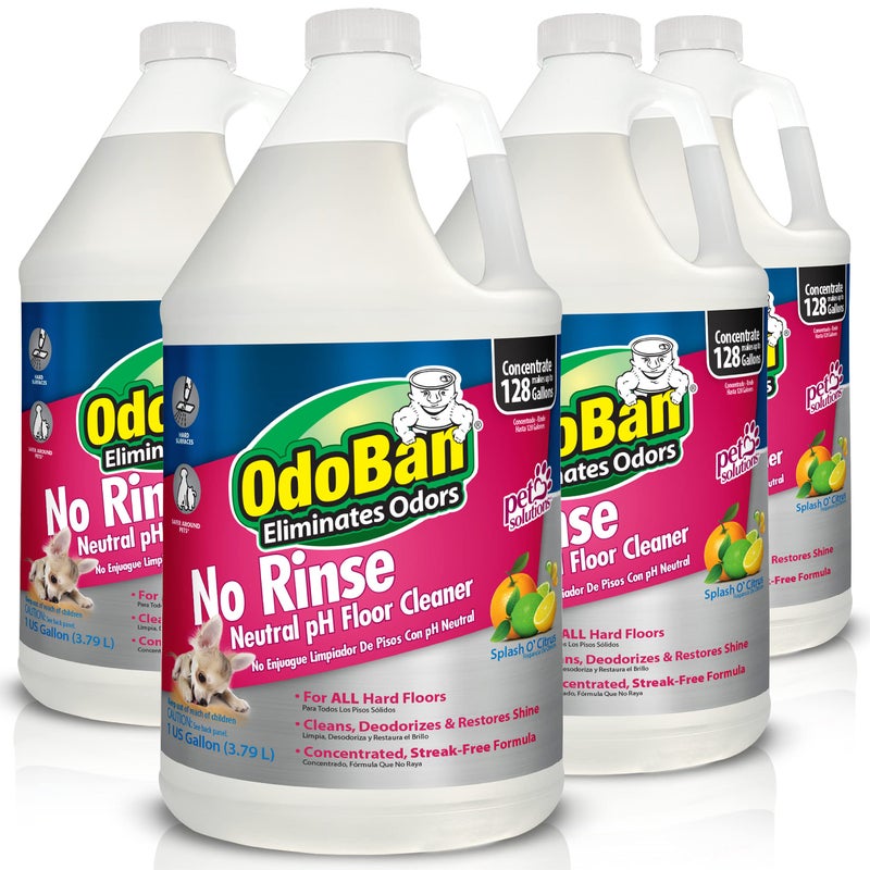 OdoBan Pet Solutions No Rinse Neutral pH Floor Cleaner Concentrate, Made in the USA, Splash O' Citrus Scent, 4 Gallons - Image 1