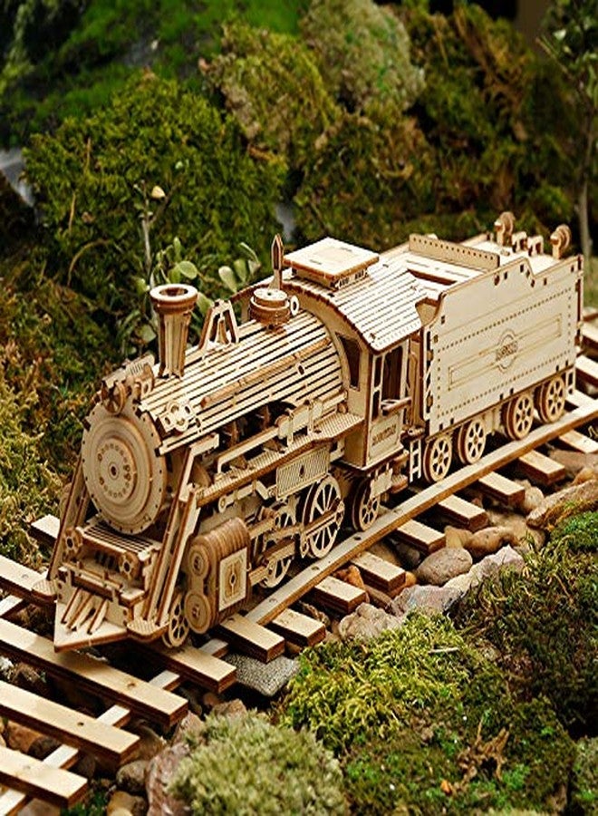 Hands Craft DIY 3D Wooden Puzzle – Prime Steam Express Train Laser Cut Assembly 1:80 Scale Model Building Kit Brain Teaser Educational STEM Toy Adults Teens to Build Safe and Non-Toxic Wood MC501A - Image 3