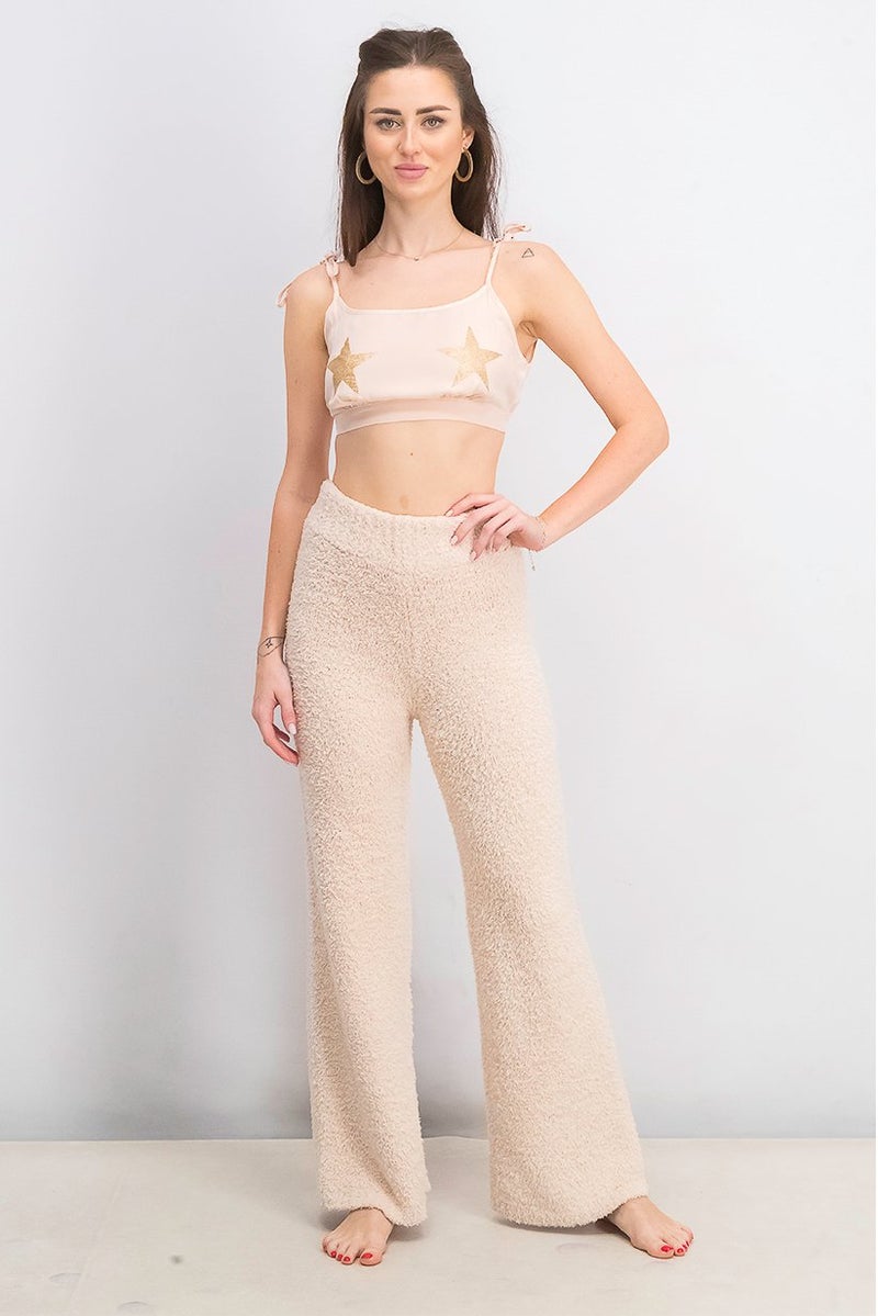 XOXO Women Comfort Knit Lounge Wide,Leg Pajama Pant, Pale Pink - Image 2