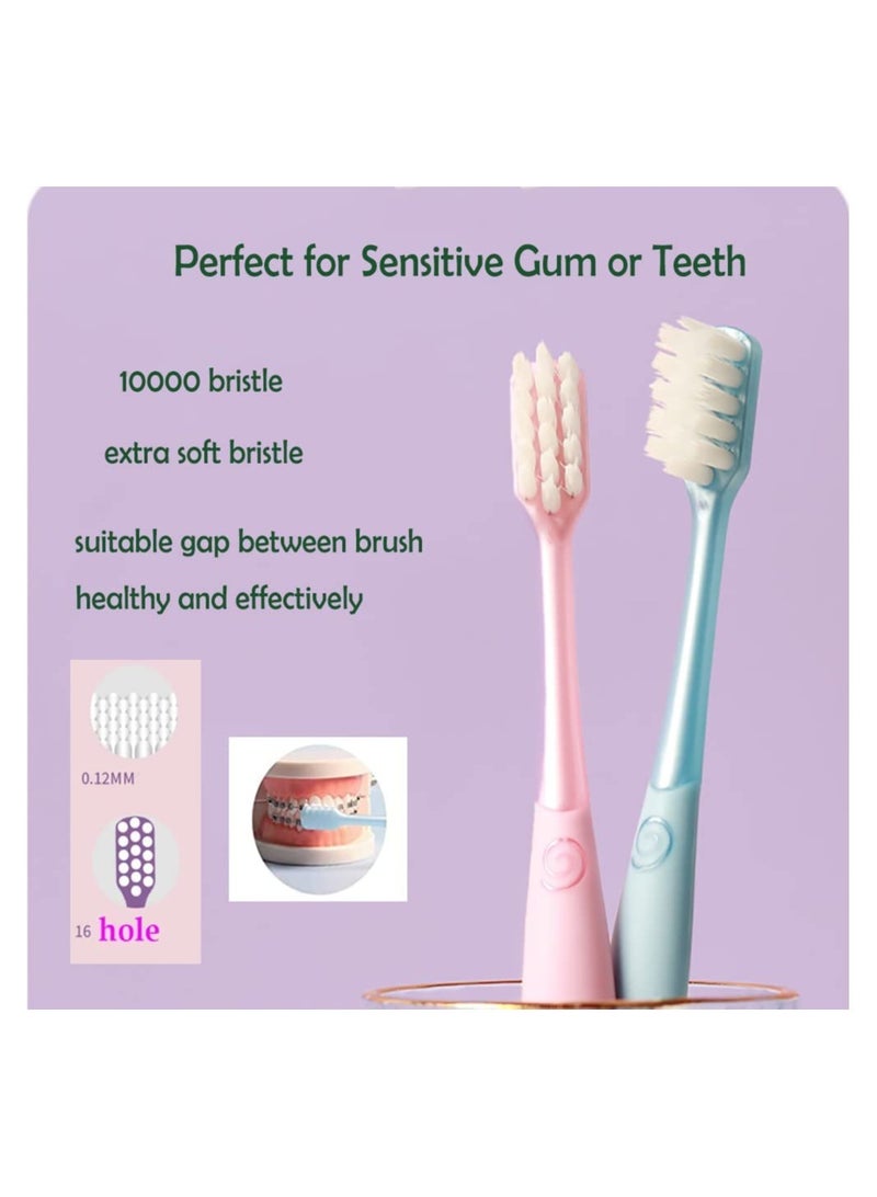 Zikra 6 Pack Extra Soft Toothbrush for Adult, 2 in 1 Soft Bristle Toothbrush with Tongue Scraper for Sensitive Gums and Teeth - Image 2