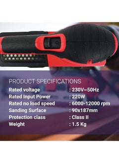iBELL Fs87 20 Corded Electric Finishing Sander 220W 90X187Mm 6000 12000Rpm 230V 50Hz With Sand Paper And Dust Box  - Image 2