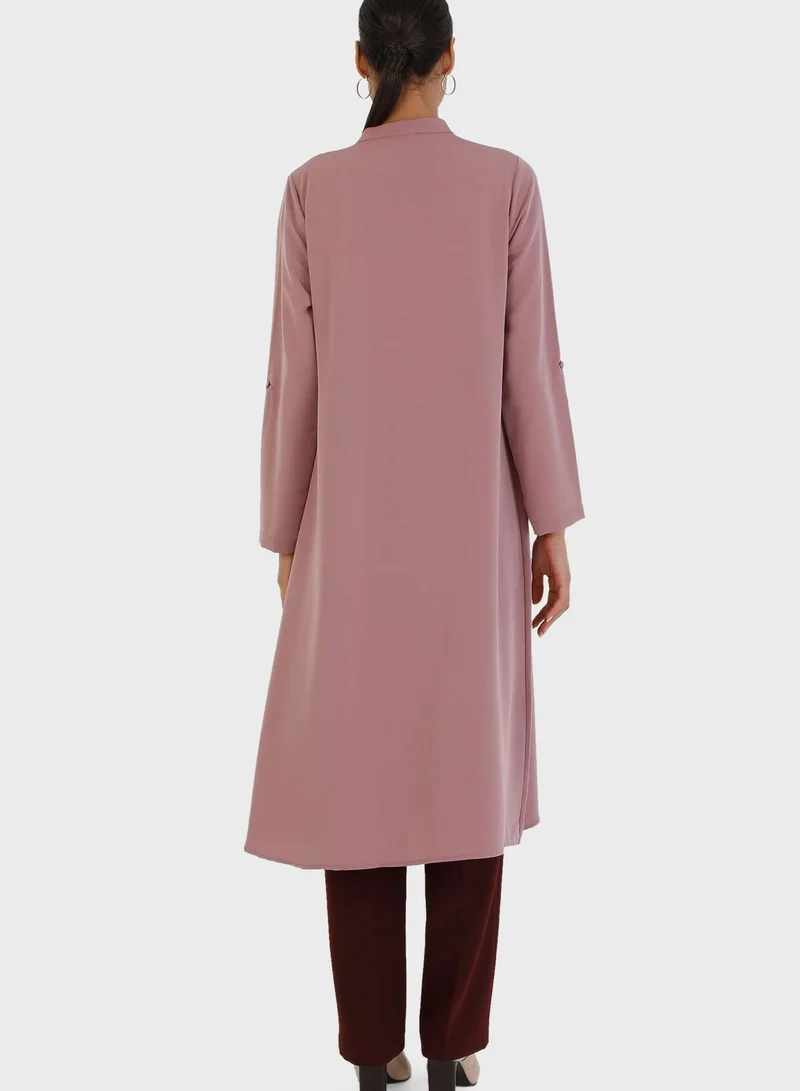 Refka by modanisa Crew Neck Button Down Tunic