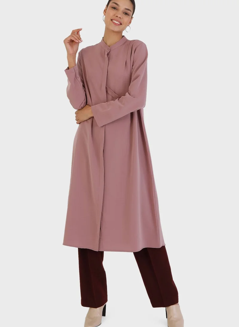 Refka by modanisa Crew Neck Button Down Tunic