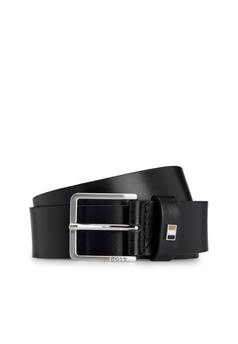 BOSS Italian-leather belt with signature-stripe keeper