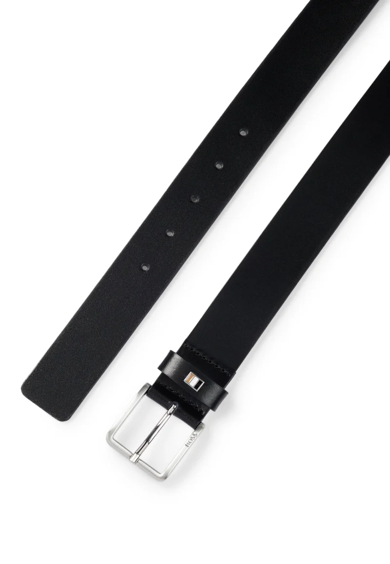 BOSS Italian-leather belt with signature-stripe keeper