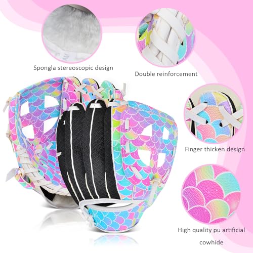 Ausletie Kids Baseball Glove,Softball Gloves,Baseball Softball Mitt for Kids Girls Toddlers, Tee Ball Glove for Training and Beginner, Left Hand Glove, Right Hand Throw - Image 2