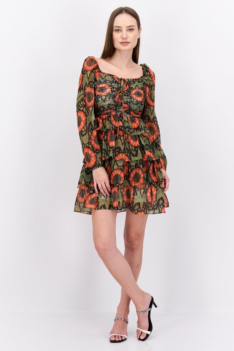 Beulah Women Tiered Dress, Multicolor - Image 3