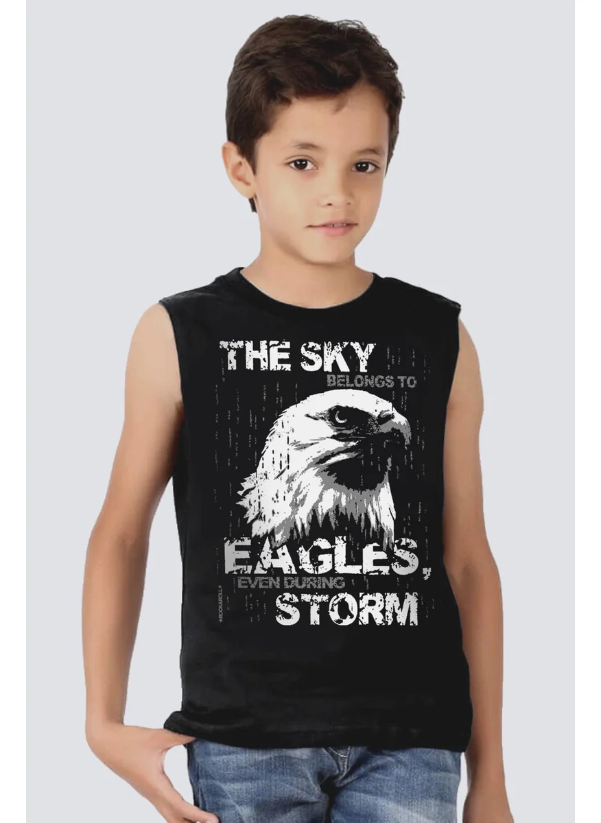 Rock&Roll Eagle of the Skies Black Cutaway Sleeve | Sleeveless Girls Boys Unisex T-Shirt | Athlete