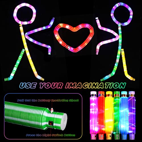 Gigilli 12 Pcs Glow Sticks Party Favors for Kids 4812 Light Up Pop Tubes Glow Necklace Bracelet Glow in the Dark Party Supplies Goodie Bags Easter Basket Stuffers Light up Toys Sensory Pop Tubes - Image 5