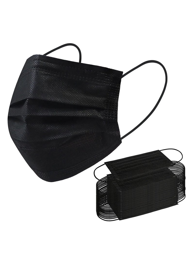قناع وجه قابل للتصرف 100 قطعة أقنعة سوداء 3 طبقات حماية قناع الوجه - Image 1