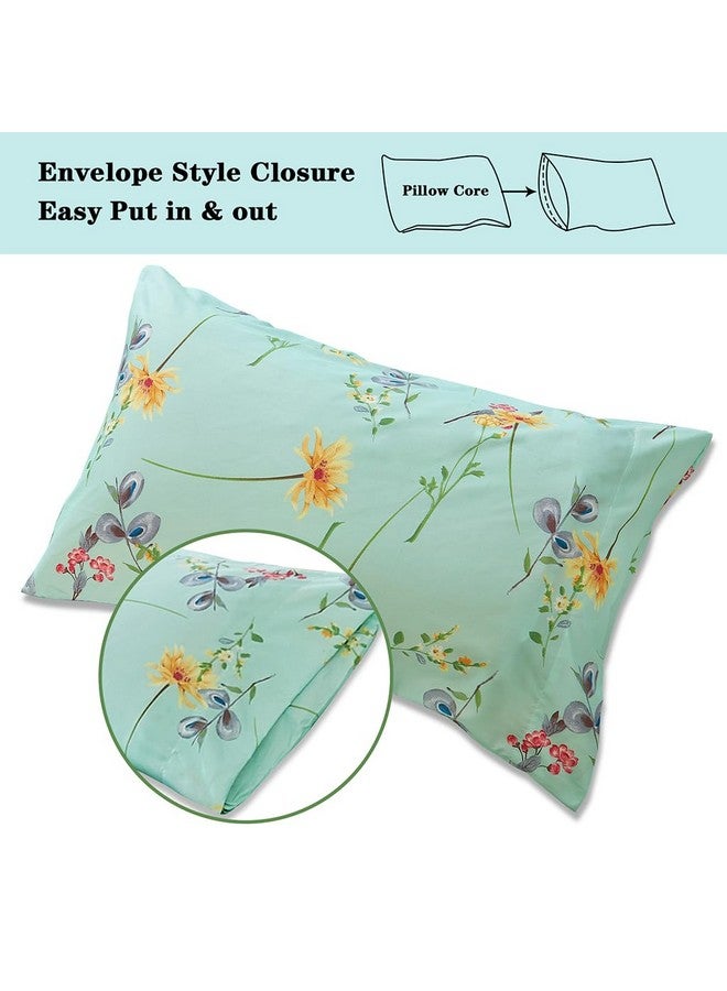 JSD مجموعة شراشف مزخرفة بالأزرق من JSD، 4 قطع، شراشف ميكروفايبر ناعمة بجيب عميق للملكة - Image 2