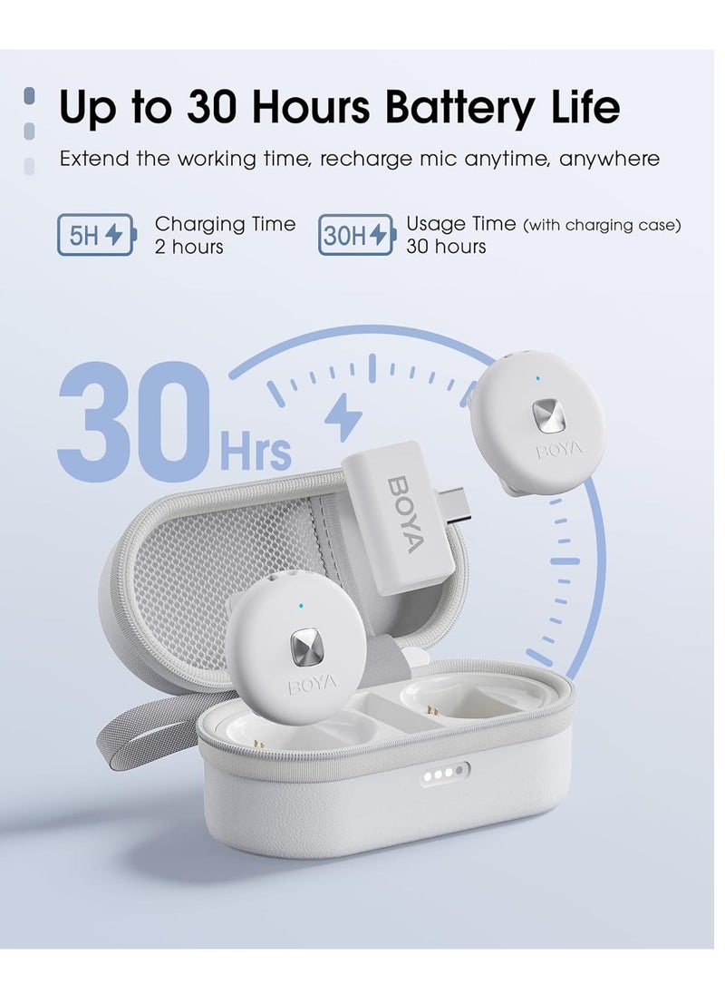 BOYA Omic-U Wireless Lavalier Microphone for Android Type C Phone Noise Cancellation, 48 kHz 24-bit, 5h Battery Life, 164ft, Charging Case USB-C Wireless Lapel Podcast Microphone Mic for Video Recording, Vlogging  - Image 5