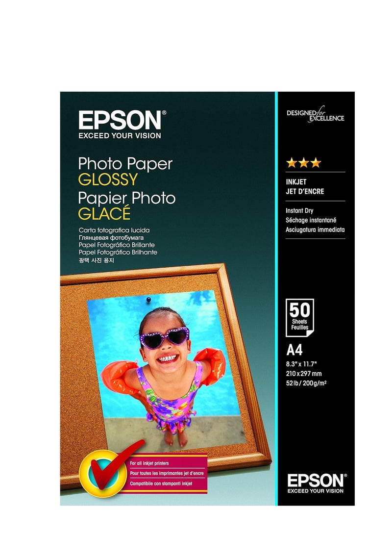 Epson C13S042539 A4 Photo Paper Pack of 50, Pink, 235G404, 50 Sheets - Image 1