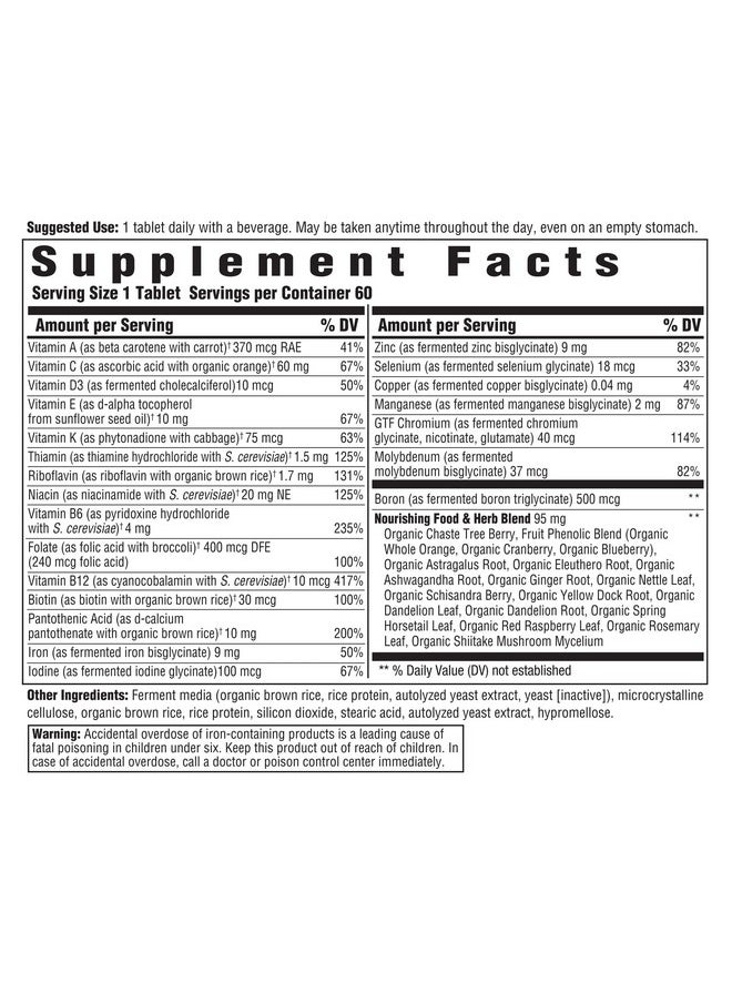 Innate Response Formulas Women One Daily Daily Multivitamin For Women Supports Optimal Health And Wellbeing Vegetarian Nongmo And Kosher Made Without 9 Food Allergens 60 Tablets  - Image 3