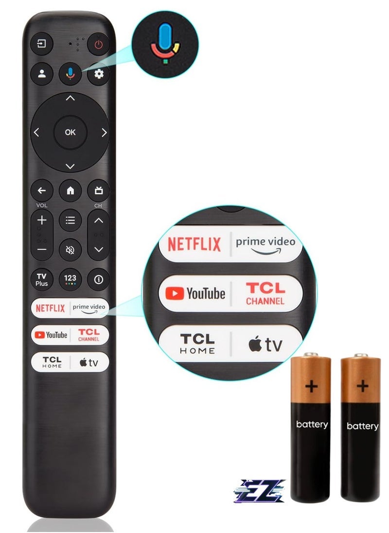 SmartGrist جهاز تحكم عن بُعد صوتي بديل SmartGrist لتلفزيونات TCL الذكية بنظام أندرويد، RC813 مع وظيفة الصوت من جوجل مع بطارية - Image 1
