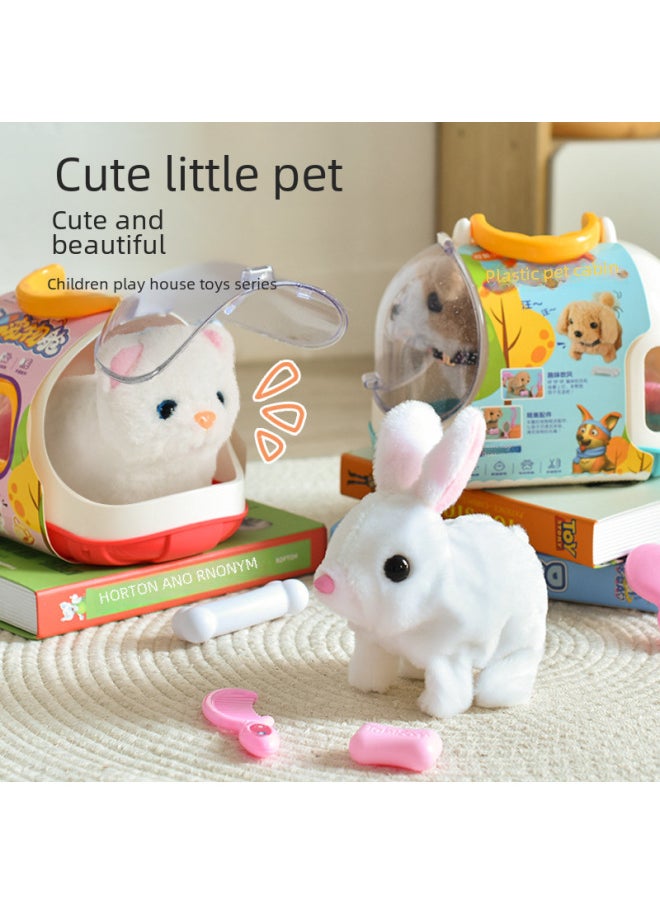 Children's Simulation Electric Pet Dog Plush Rabbit Will Go And Call Pet Cat Boys And Girls Gift Toys Wholesale-Color:Electric Dog Opp Bag  - Image 1