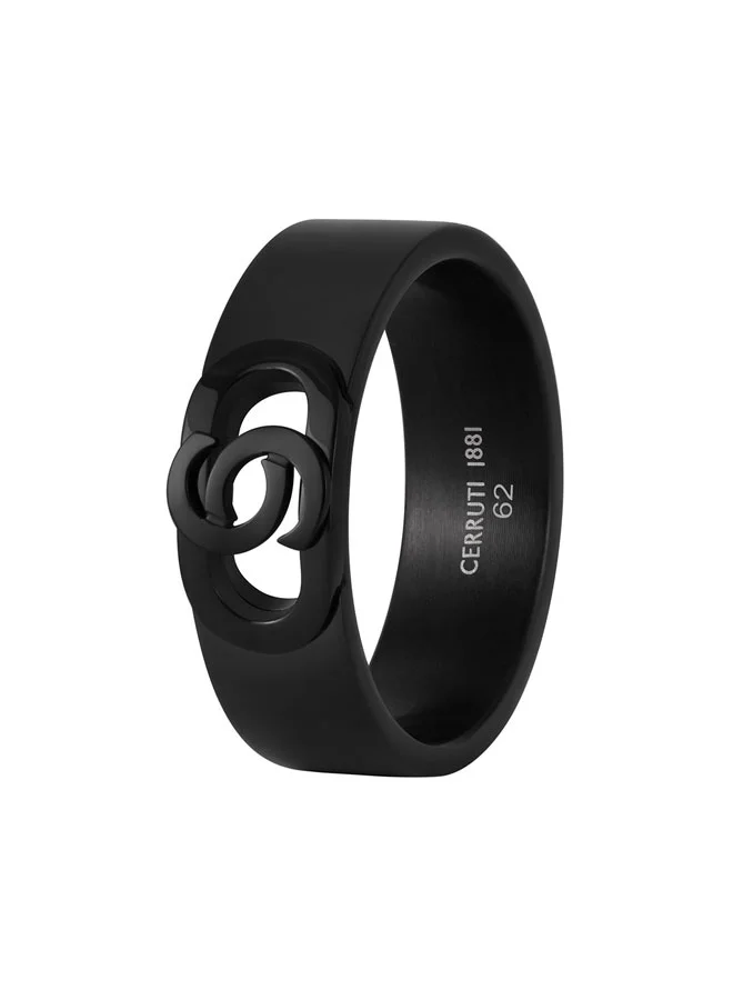Paolo Black Cutout Logo Ring for Men 62mm