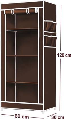 RAXON WORLD® - Multipurpose Metal Storage Rack for Clothes & Shoes, Cloth Cabinet, Portable Folding Racks for Home & Office (4 Layers, Brown) - Image 3