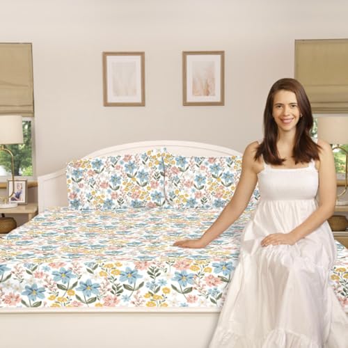 Haus & Kinder Double Bed Bedsheets | Flat Bedsheet Queen Size Bed with 2 Pillow Covers | Ultrasoft Bed Sheet Double Bed (100 * 90 Inches) –Château Luxe - Image 3