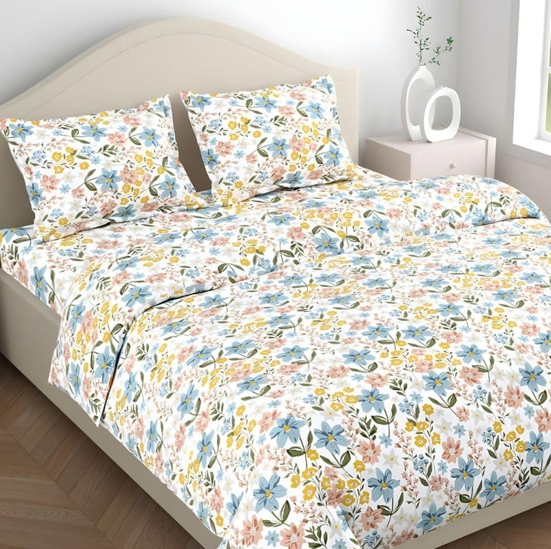 Haus & Kinder Double Bed Bedsheets | Flat Bedsheet Queen Size Bed with 2 Pillow Covers | Ultrasoft Bed Sheet Double Bed (100 * 90 Inches) –Château Luxe - Image 1