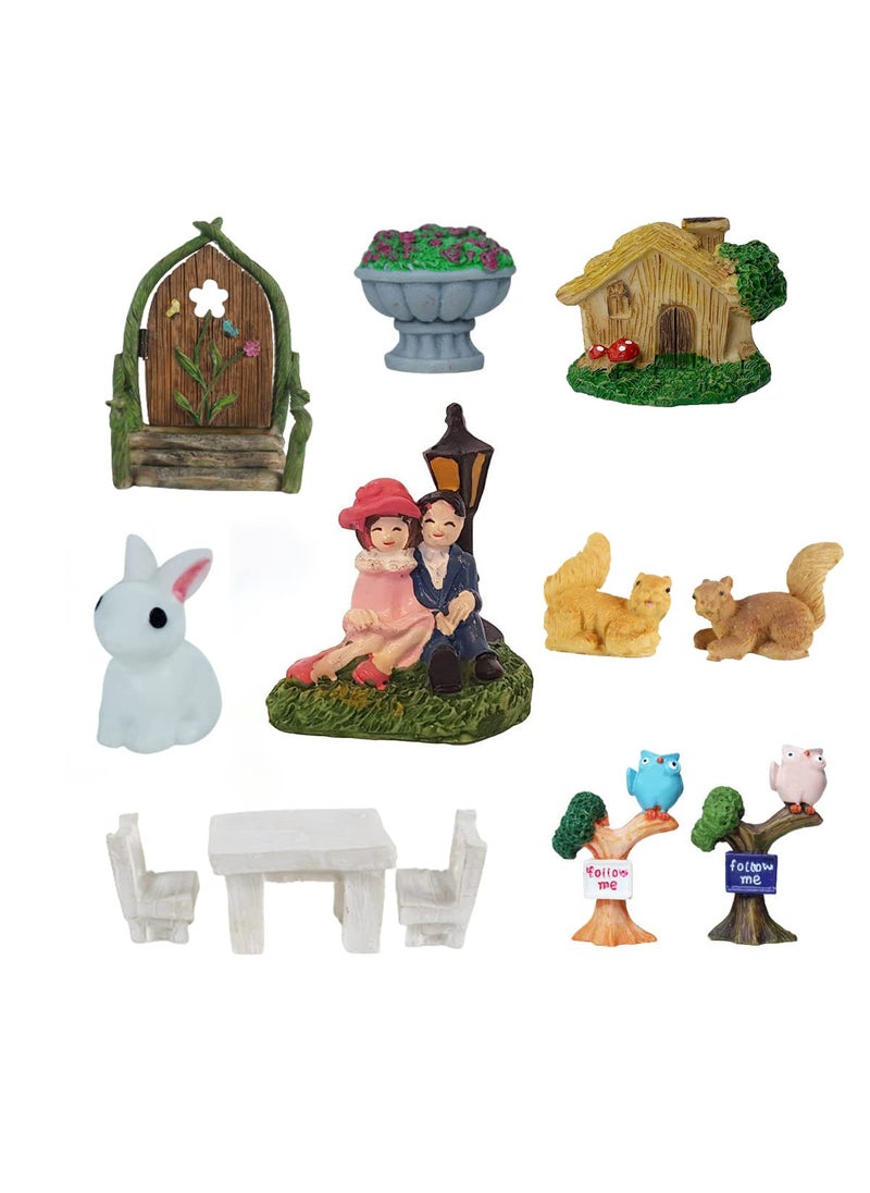Wonderland Wonderland DIY Tray Gardening Set (Miniature Couple, Gazebo, Table & 2 Chairs, 2 Dogs, House, 2 Owls on Brach, Flower Vase, Bunny)  - Image 1