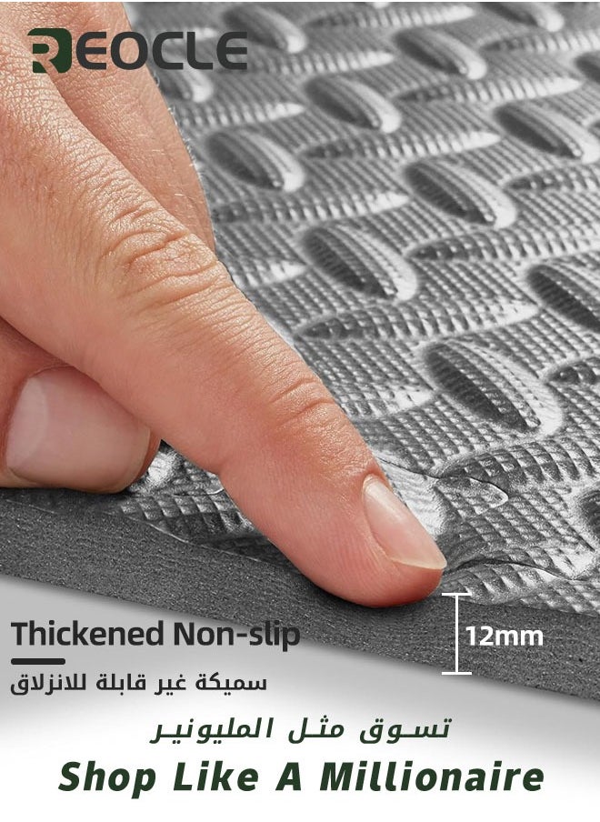 REOCLE 6pcs Puzzle Mat Multi Tiles 60 x 60 cm Exercise Mats Gym Protective Flooring Non slip Rubber Cushion for Home Workout Interlocking Gym EVA Foam Floor Mat Tiles  - Image 4