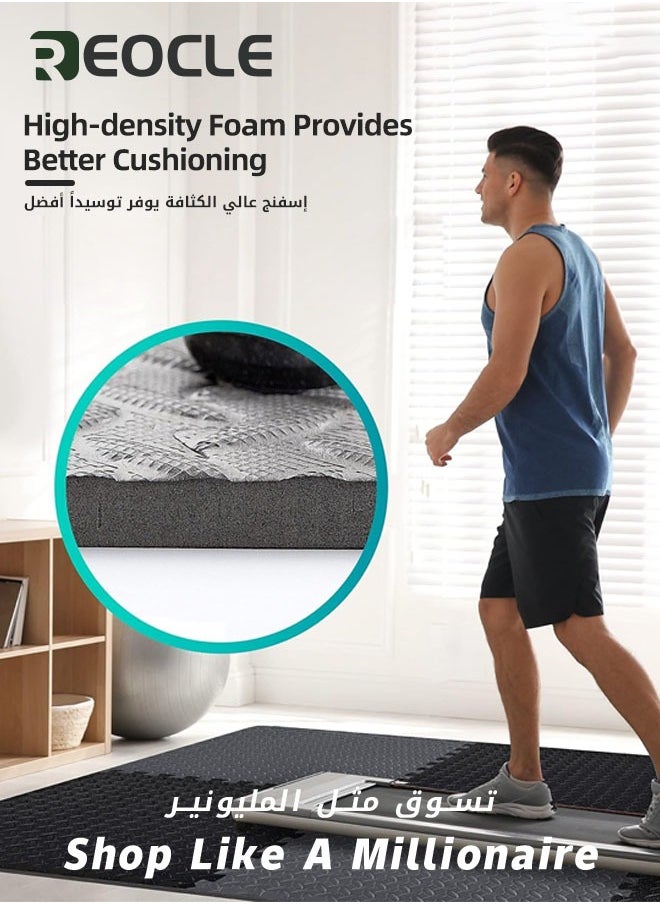 REOCLE 6pcs Puzzle Mat Multi Tiles 60 x 60 cm Exercise Mats Gym Protective Flooring Non slip Rubber Cushion for Home Workout Interlocking Gym EVA Foam Floor Mat Tiles  - Image 5